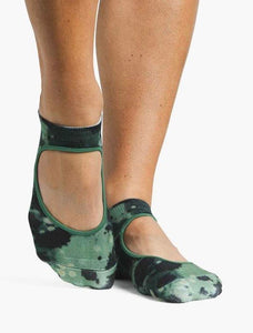 Green Tie Die Grip Socks