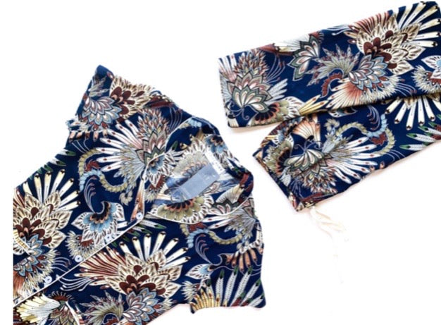 Navy Abstract Floral - RAYON