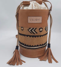 Load image into Gallery viewer, Handmade Bags made from genuine leather and hand painted bogolan cloth
